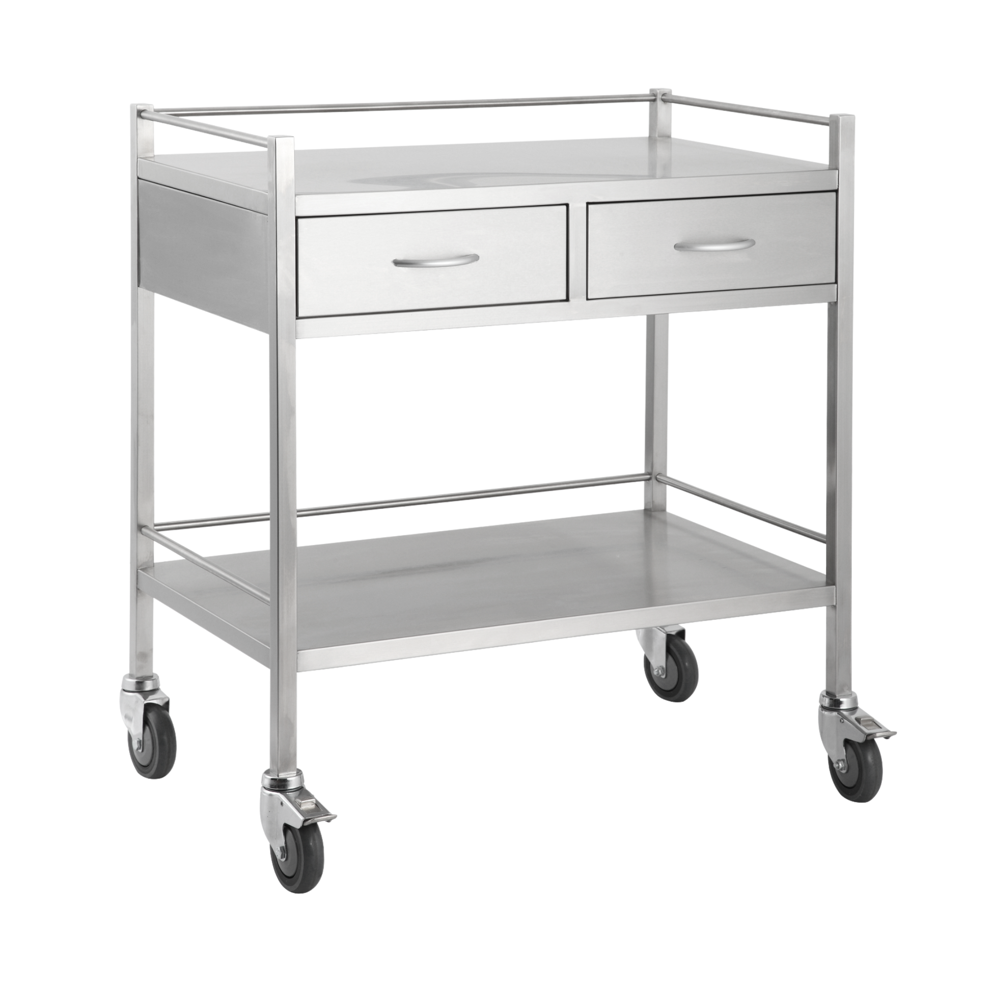 Stainless Steel Double Trolley Two Drawer Side By Medical Carts & Trolleys