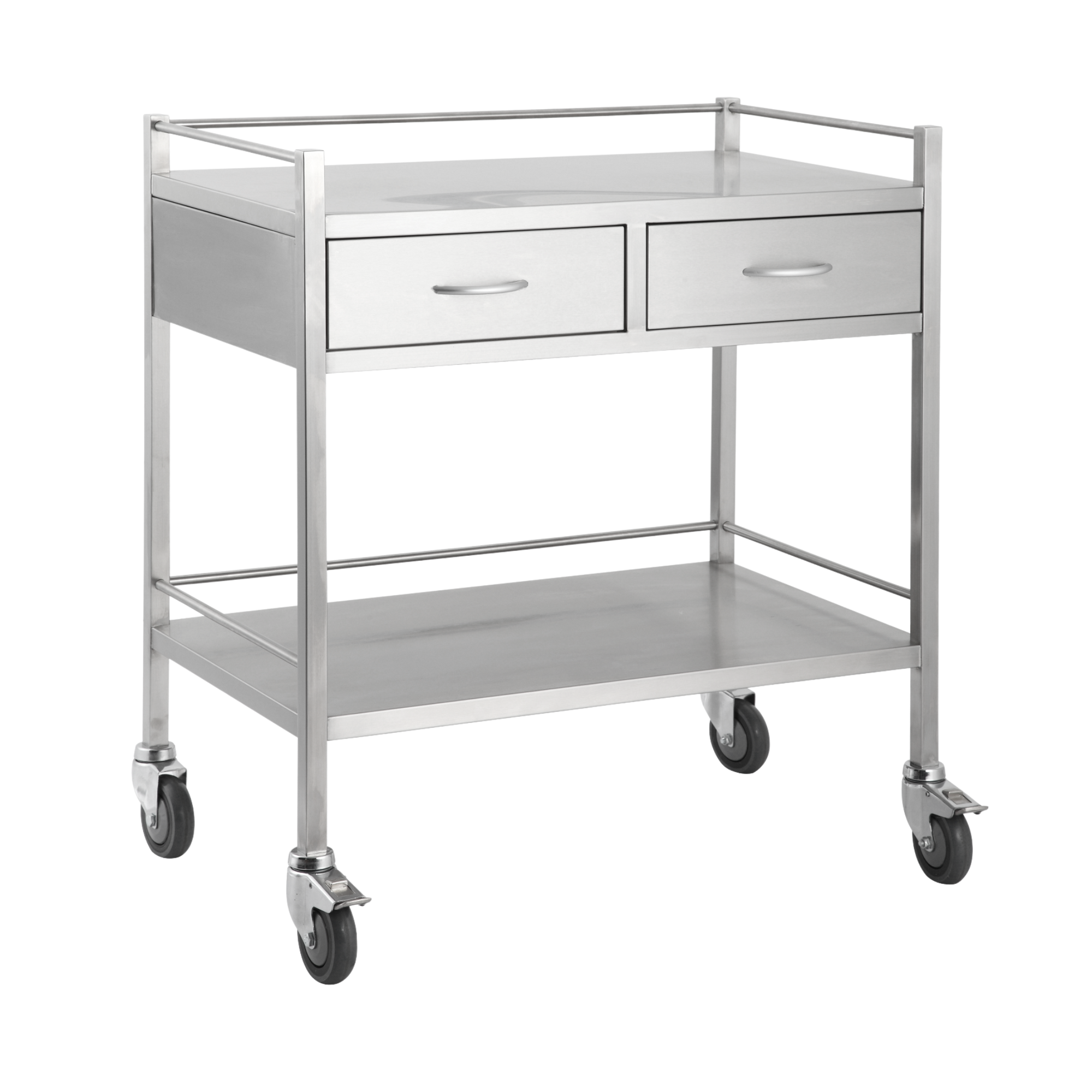 Stainless Steel Double Trolley Two Drawer Side By Medical Carts & Trolleys