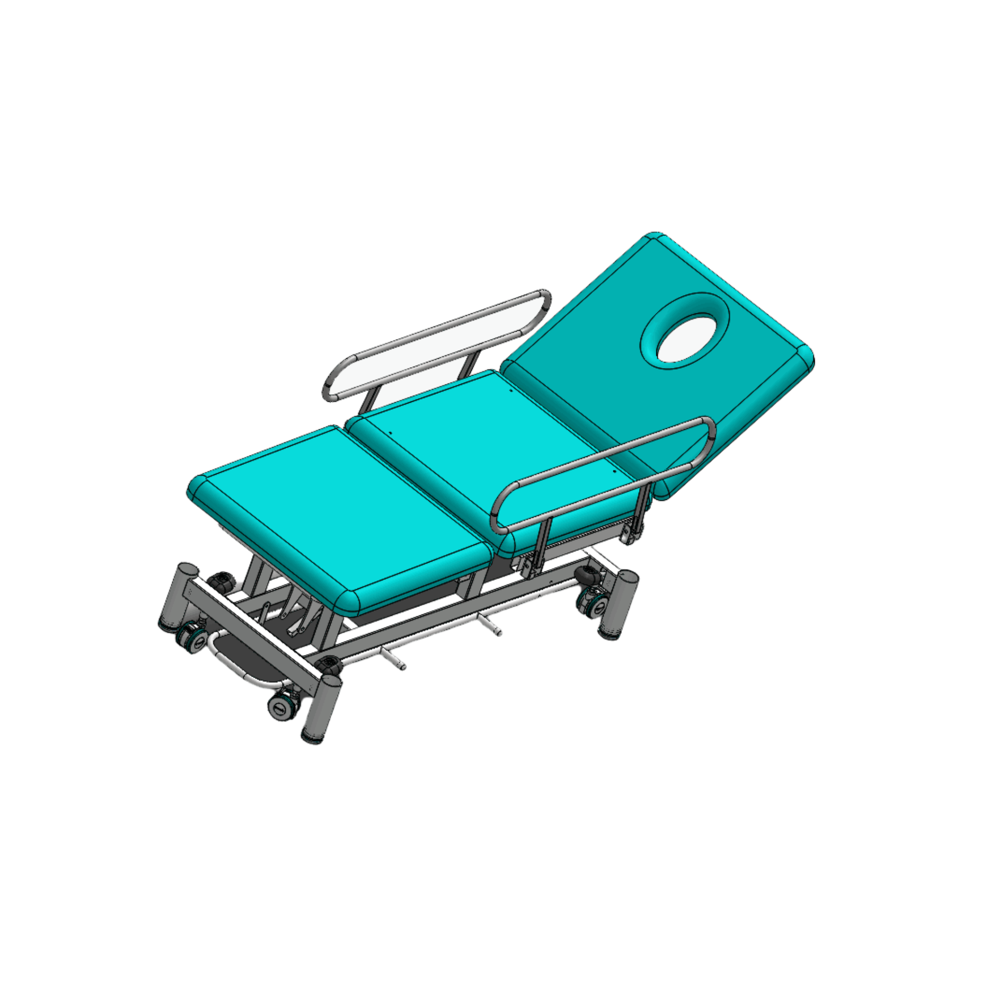 Three Section Medical Treatment Couch With Side Rails Navy Blue Examination Couches & Tables