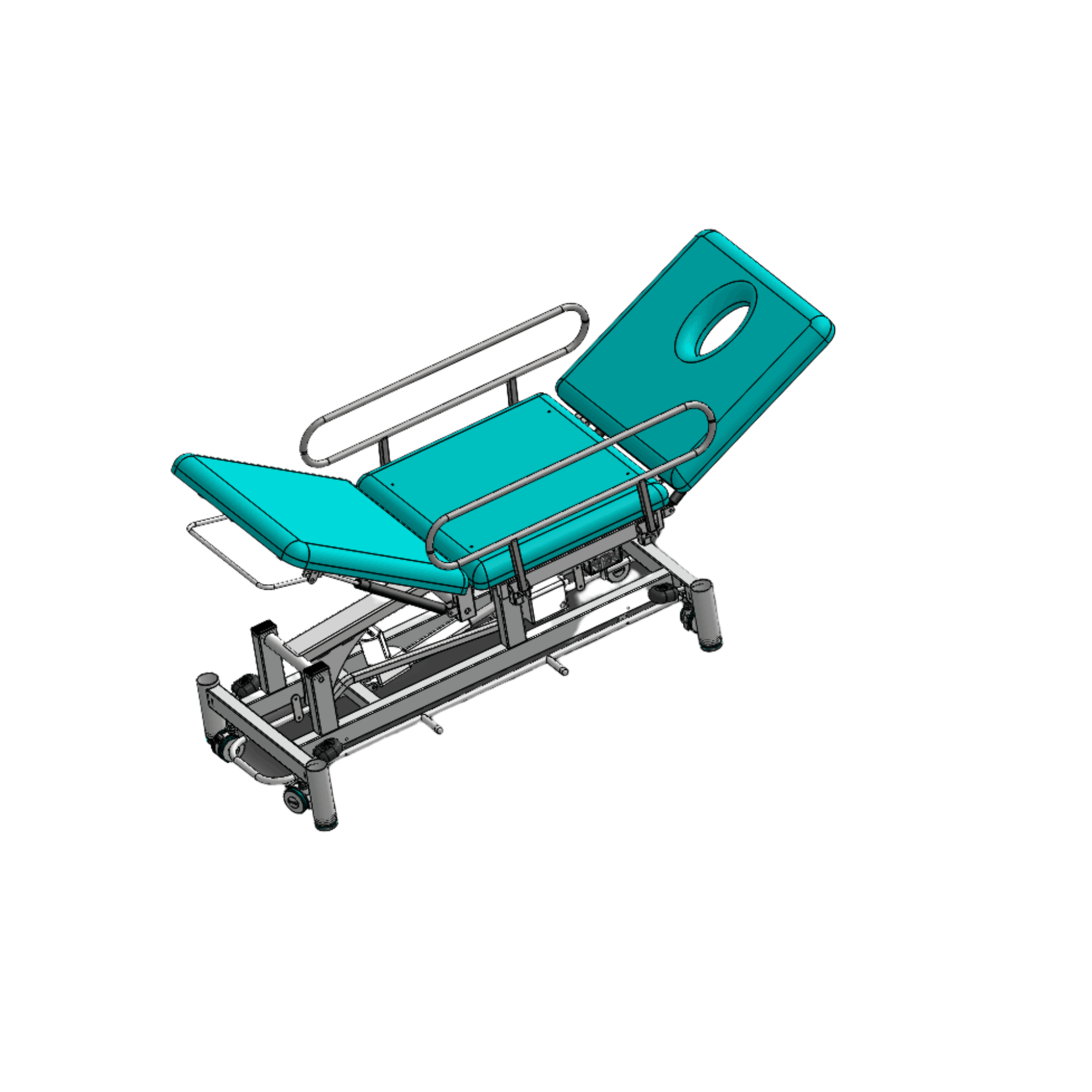 Three Section Medical Treatment Couch With Side Rails Navy Blue Examination Couches & Tables