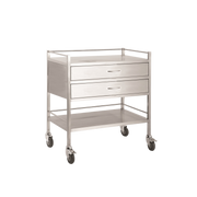 Stainless Steel Double Trolley Two Drawer Full Width Medical Carts & Trolleys