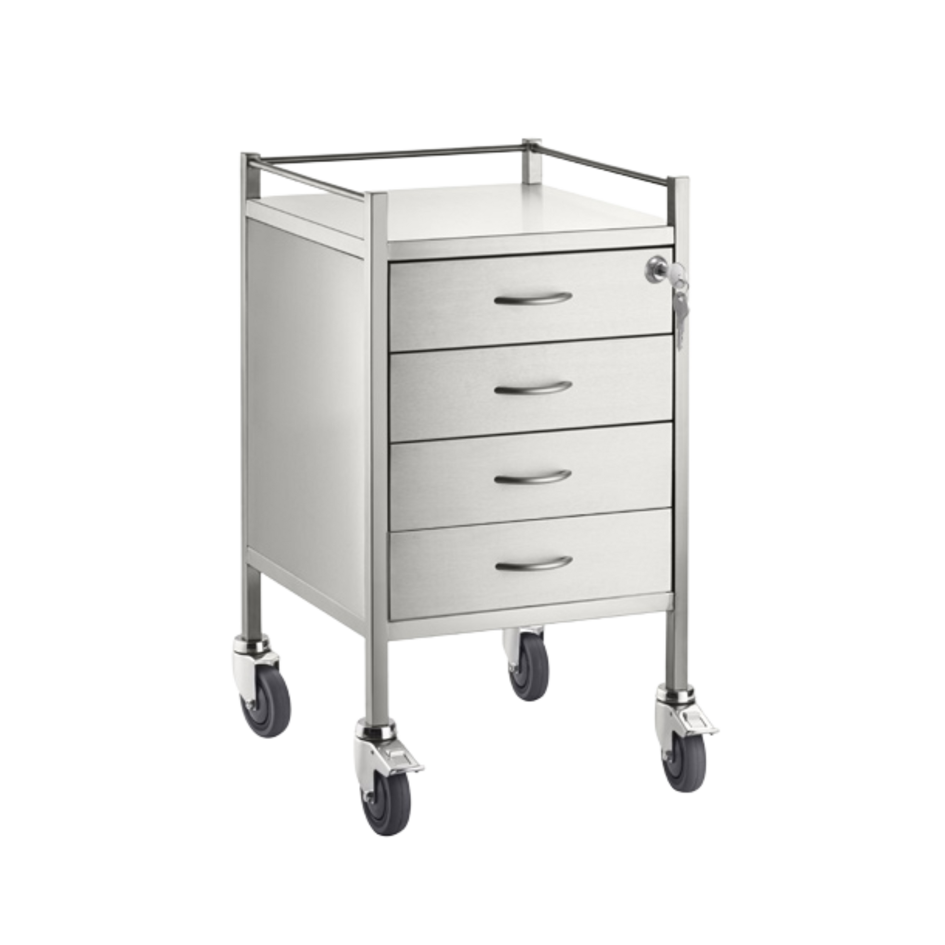 Stainless Steel Trolley Four Drawer With Top Locking Medical Carts & Trolleys