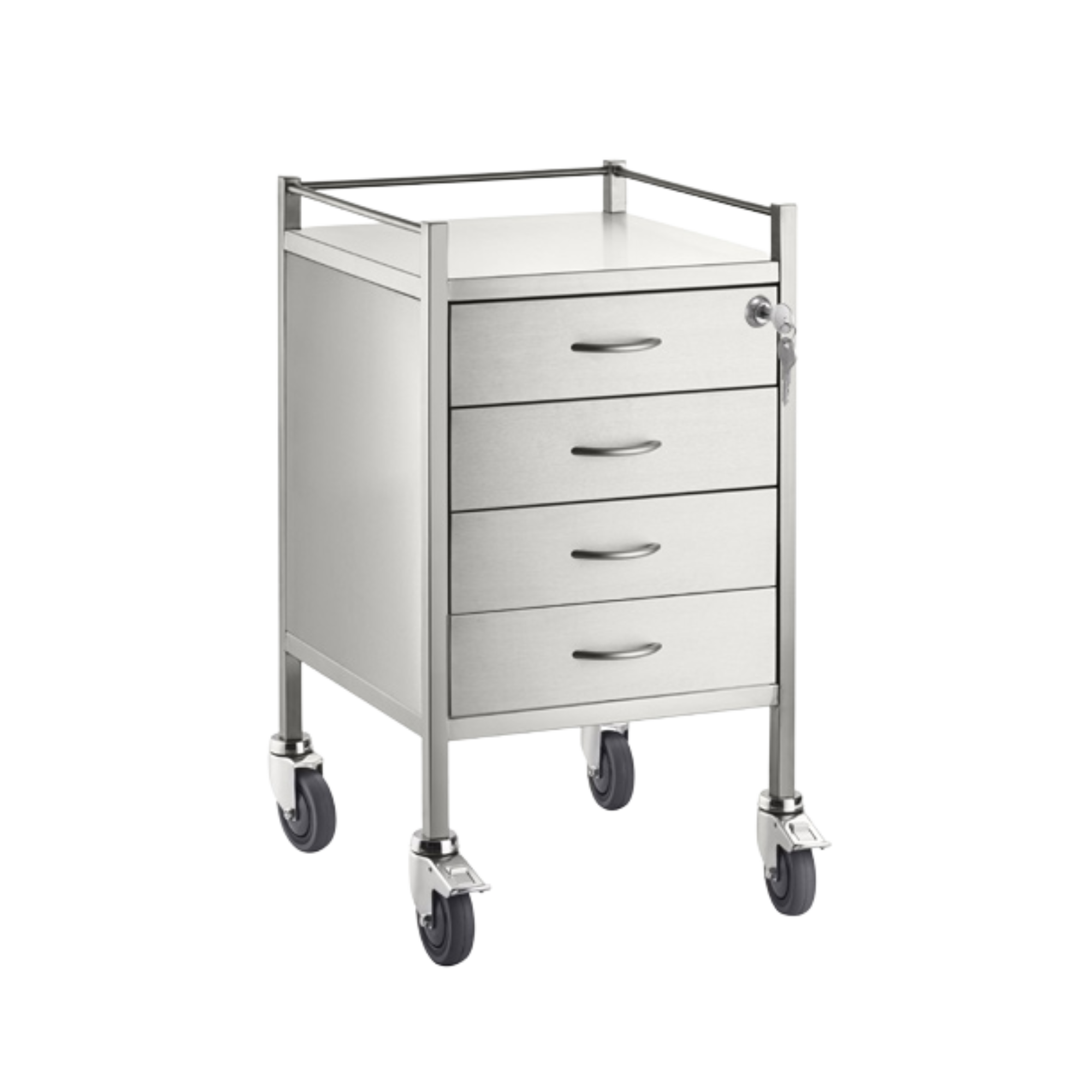 Stainless Steel Trolley Four Drawer With Top Locking Medical Carts & Trolleys