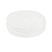 Stack of four white, oval, soft, non-woven sterile pads, indicating the shape of the Asguard Eye Pad product.
