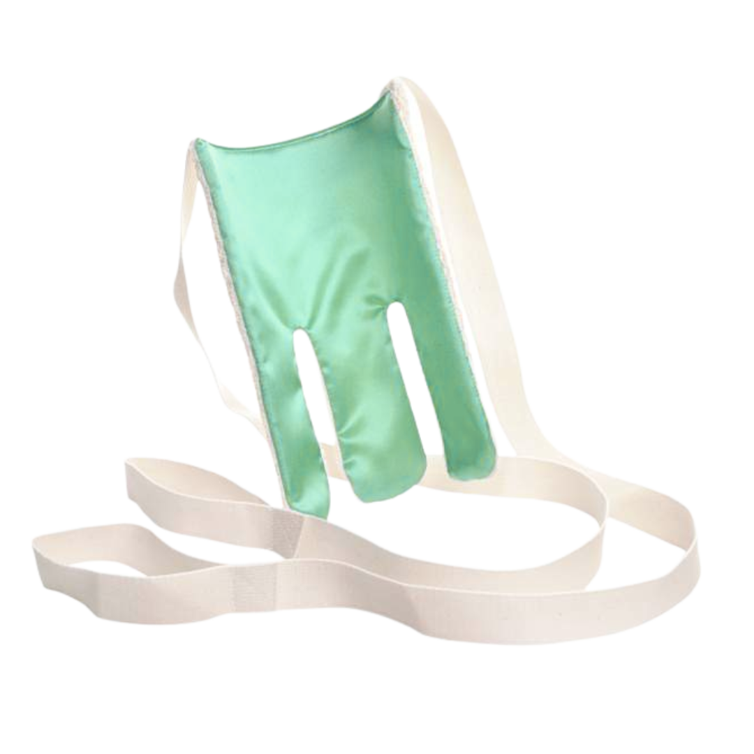 Terry Cloth Sock Aid with long white pull straps, designed for independent dressing.