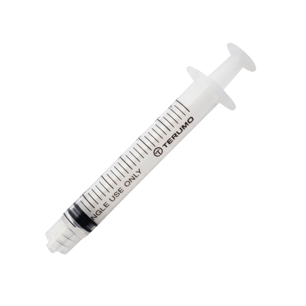 Terumo Hypodermic Syringe Luer Lock Tip Without Needle. Medical-grade, sterile syringe with Luer Lock design for secure needle attachment.