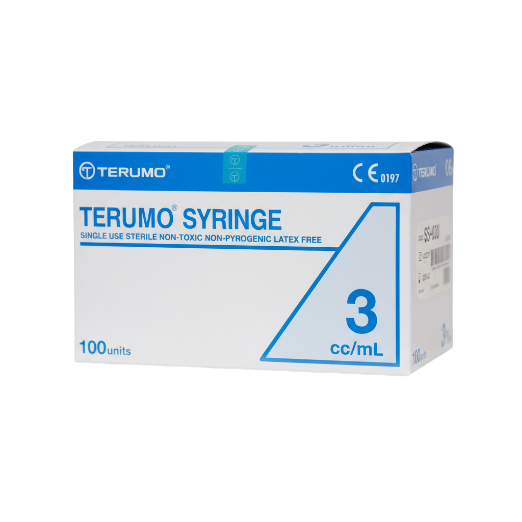 Terumo Hypodermic Syringe Luer Lock Tip Without Needle. Medical-grade, sterile syringe with Luer Lock design for secure needle attachment.
