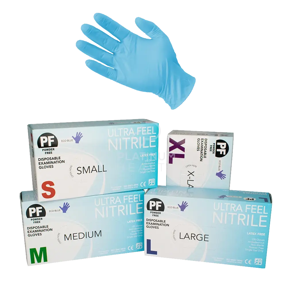 Ultra Feel Examination Eco Blue 3.5G Nitrile Powder Free Gloves