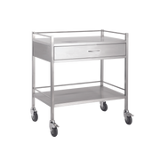 Stainless Steel Double Trolley One Drawer Full Width Medical Carts & Trolleys