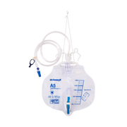 Urimaax closed system drainage bag A5 sterile 2000ml with T-bar drain, anti-reflux valve, needle-free sampling port, and 120cm tubing
