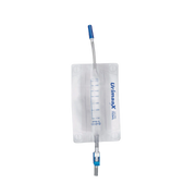 Urimaax sterile leg drainage bag 750ml with 10cm tubing length, universal connector, graduated measurements, and anti-kink tubing